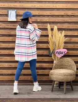 پالتو چهارخونه جیب پاکتی کد 1890 کالکشن پاییزی ونوس مد