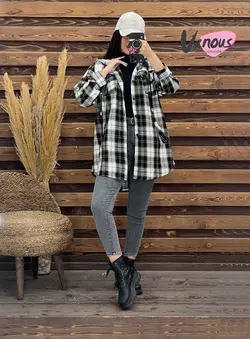 خرید آنلاین و حضوری مانتو چهارخونه کلاهدار کد 1901 درونوس مد