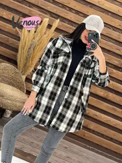 خرید آنلاین و حضوری مانتو چهارخونه کلاهدار کد 1901 درونوس مد