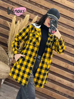 خرید آنلاین و حضوری مانتو چهارخونه کلاهدار کد 1901 درونوس مد