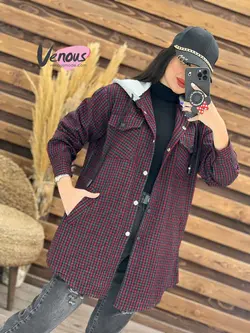 خرید آنلاین و حضوری مانتو چهارخونه کلاهدار کد 1901 درونوس مد