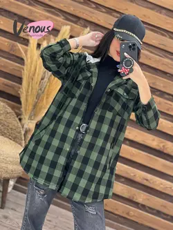 خرید آنلاین و حضوری مانتو چهارخونه کلاهدار کد 1901 درونوس مد