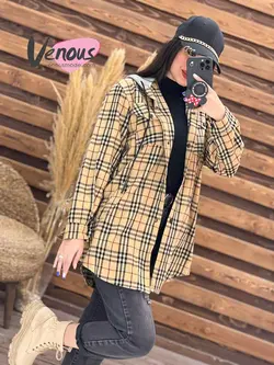 خرید آنلاین و حضوری مانتو چهارخونه کلاهدار کد 1901 درونوس مد