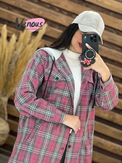 خرید آنلاین و حضوری مانتو چهارخونه کلاهدار کد 1901 درونوس مد