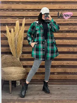 خرید آنلاین و حضوری مانتو چهارخونه کلاهدار کد 1921 درونوس مد