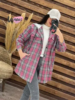 خرید آنلاین و حضوری مانتو چهارخونه کلاهدار کد 1921 درونوس مد