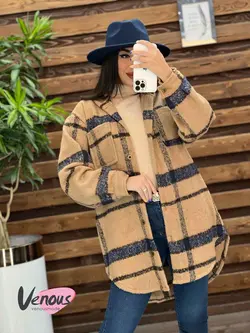 شکت چهارخونه جلودکمه کد 1941 شیک و جذاب در مجموعه ونوس مد