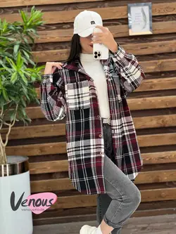 شکت چهارخونه جلودکمه کد 1941 شیک و جذاب در مجموعه ونوس مد