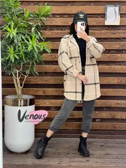 شکت چهارخونه جلودکمه کد 1941 شیک و جذاب در مجموعه ونوس مد