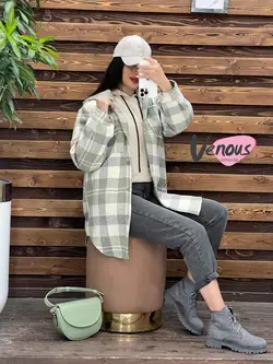 شکت چهارخونه جلودکمه کد 1941 شیک و جذاب در مجموعه ونوس مد