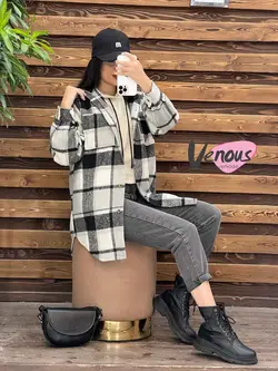 شکت چهارخونه جلودکمه کد 1941 شیک و جذاب در مجموعه ونوس مد