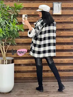 پالتو چهارخونه یقه خز کد 2000 شیک و خاص در مجموعه ونوس مد