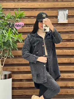 خرید اینترنتی کت جین ذغالی زاپدار کد 2019 فروشگاه ونوس مد