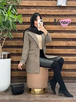 خرید اینترنتی پالتو چهارخونه یقه انگلیسی کد 2018در ونوس مد