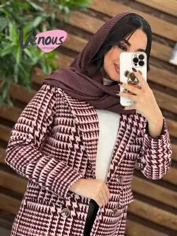 خرید اینترنتی پالتو چهارخونه یقه انگلیسی کد 2018در ونوس مد