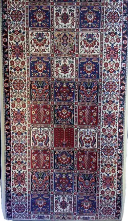 فرش برشی طرح گبه خشتی کرم