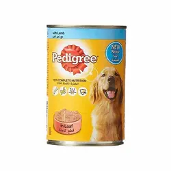 کنسرو غذای سگ با طعم گوشت بره برند Pedigree وزن 400 گرم