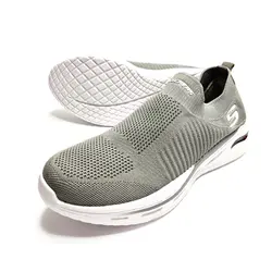 کفش مردانه اسکیچرز جورابی طوسی سفید