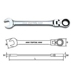 آچار یکسر جغجغه ای سرلولایی 19 میلیمتر (بدون ضامن) TOPTUL مدل AOAH1919