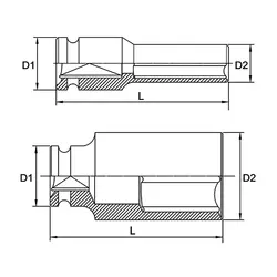 بکس 27 مشکی درایو 1 اینچ 6 پر بلند تاپتول TOPTUL کد KABE3227