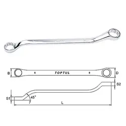 مجموعه دو سر رینگی صاف 45 درجه 6 عددی تاپ تول TOPTULمدلGAAE0601