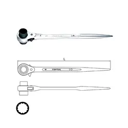 آچار دو سر رینگی جغجغه ای 10 و 13 میلی متر ( دم موشی )  تاپ تول TOPTUL مدل AEAH1013