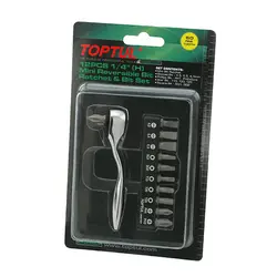 مجموعه نوک پیچ گوشتی و جغجغه کارتی 12 عددی تاپ تول – TOPTUL مدل GAAR1201