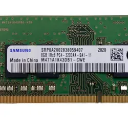 رم لپ تاپ DDR4 تک کاناله 3200 مگاهرتز CL11 سامسونگ مدل PC4 ظرفیت 8 گیگابایت - فروشگاه اینترنتی الماس- مرجع تخصصی قطعات لپ تاپ و کامپیوتر