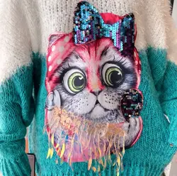 بلوز بافت طرح گربه کد: 02120