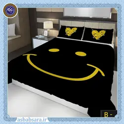 روتختی سه بعدی یک و نیم نفره رنگ مشکی طرح لبخند
