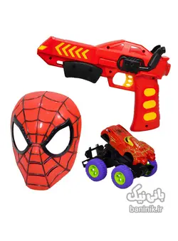 اسباب بازی تفنگ ماشین پرتاب کن و ماسک مرد عنکبوتی Spider Man