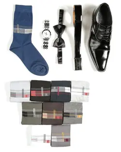 جوراب ساقدار نخی مردانه طرح مربع9568