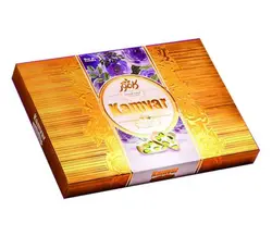 گز طلاکوب ۱۸% پسته و بادام بدون شکر و رژیمی کامور مقدار 230 گرم