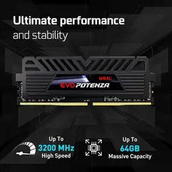 رم دسکتاپ DDR4 تک کاناله 3200 مگاهرتز GEIL EVO POTENZA ظرفیت 16 گیگابایت