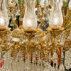 لوستر بزرگ 56 شعله با روکش طلا دکورابو