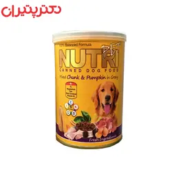 کنسرو غذای سگ نوتری مدل تکه ها و کدو حلوایی در سس وزن 425 گرم