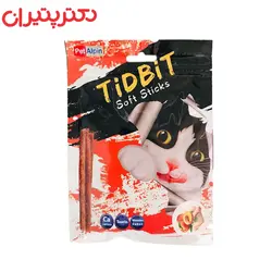 غذای تشویقی گربه تیدبیت مدل مرغ و هلو وزن 65 گرم