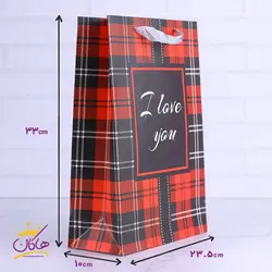 پاکت هدیه چهارخونه قرمز دوستت دارم | H 30050