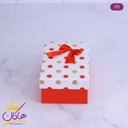 جعبه هدیه قرمز و سفید خال خالی | 141