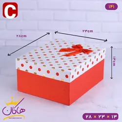 جعبه هدیه قرمز و سفید خال خالی | 141