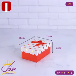 جعبه هدیه قرمز و سفید خال خالی | 141