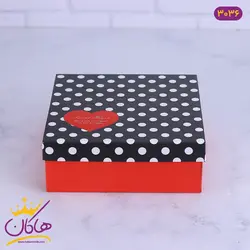 جعبه کادویی خال خالی قرمز مشکی | 2-3036
