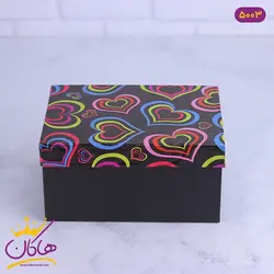خرید و قیمت جعبه هدیه مشکی قلب رنگی | فروشگاه هاکان مد