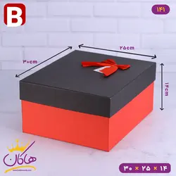 جعبه هدیه قرمز مشکی ساده | 4-141