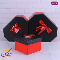 جعبه هدیه قلبی قرمز و مشکی | کد 5029