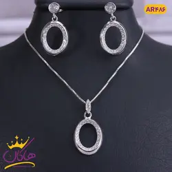 نیم ست نقره بیضی تو خالی | AR 486