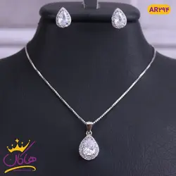 نیم ست نقره اشکی تمام نگین | AR 294