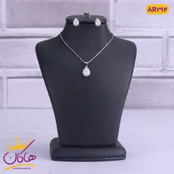 نیم ست نقره اشکی تمام نگین | AR 294