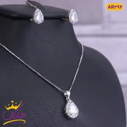 نیم ست نقره اشکی تمام نگین | AR 294