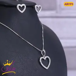 نیم ست نقره قلب تو خالی | AR 249